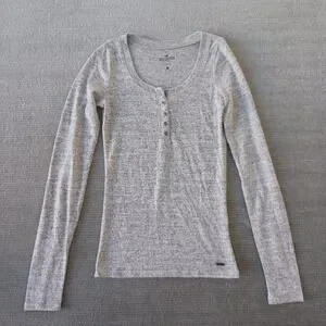 Hollister | Tops | Hollister Top Womens Xs Gray Henley Slim Fit